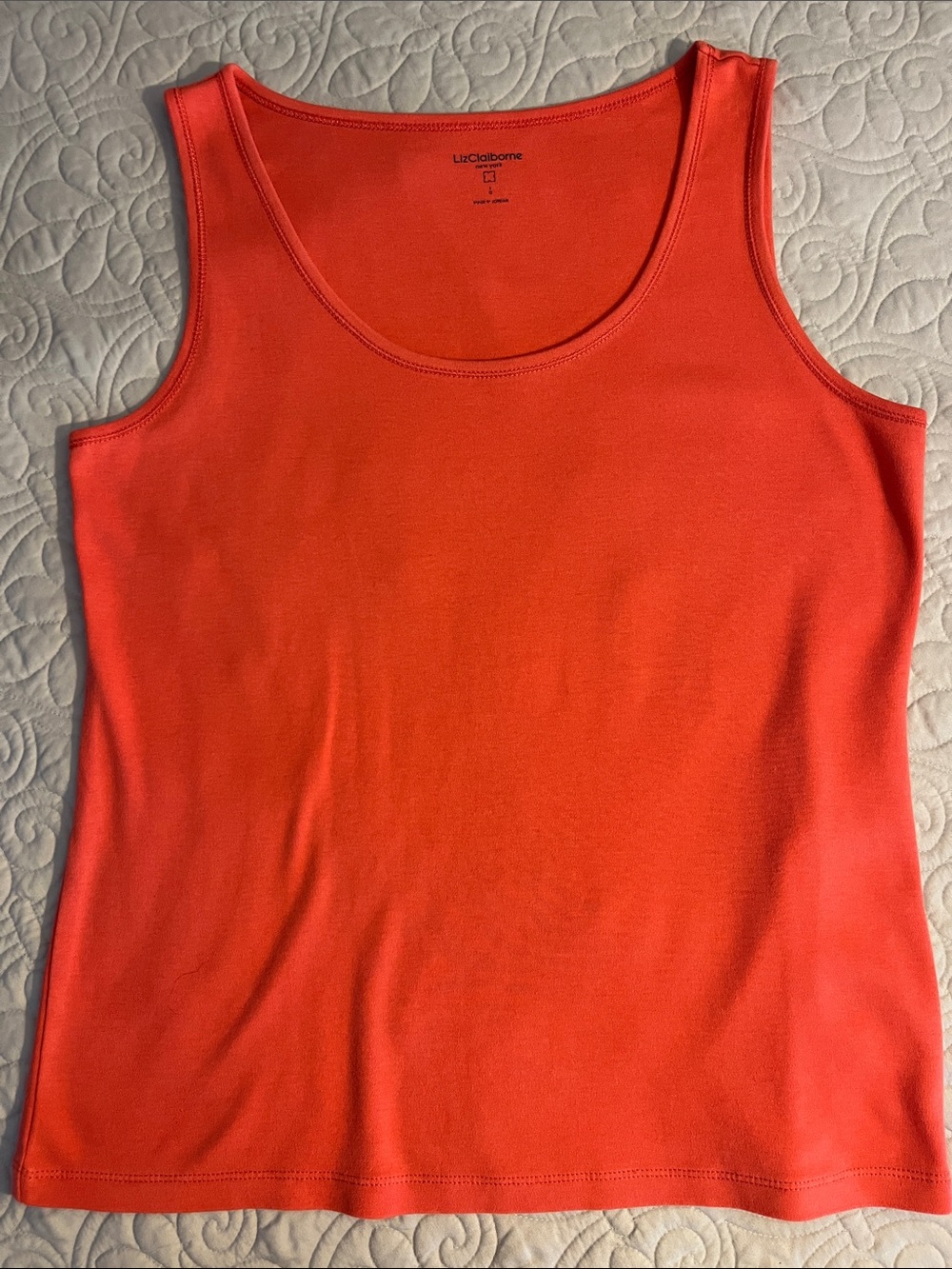 Liz Claiborne Coral-Red Scoop Neck Tank